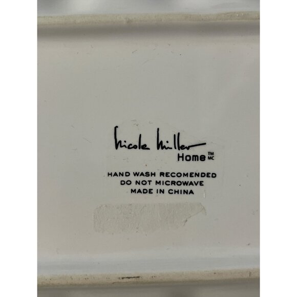 Nicole Miller Home Silver Ceramic Rectangular Ruffled Edge Serving Platter – 10 - Picture 5 of 5